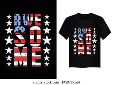awesome typography with american flag t shirt design