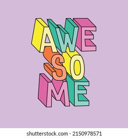 Awesome Typography colorful kids graphic design for t shirt print 3d typographic alphabet letters vector
