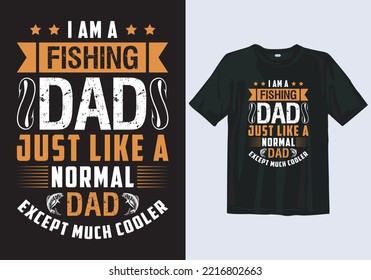 Awesome Typography Fishing Dad T-shirt Design Template For Father's Day