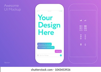 Awesome UI design white mobile phone vector template / mockup for mobile app design