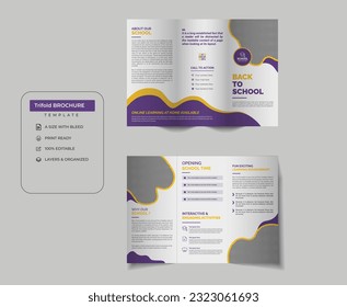 Awesome and Unique Back to School Trifold Brochure Design For Your School Admission