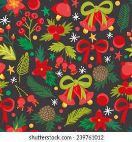 Awesome vector Christmas seamless pattern in bright colors.