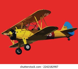 AN AWESOME VECTOR IMAGE OF AN OLD WAR PLANE ON A RED BACKGROUND.