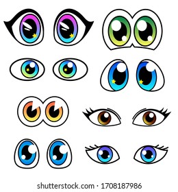 awesome vector set of beautiful cartoon eyes