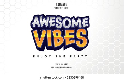 awesome vibes editable text effect with modern and simple style, usable for logo or campaign title