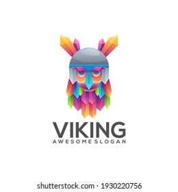 Impresionante logo Viking Diseño de vectores coloridos