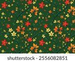 Awesome vine leaf and floral pattern design on green background 