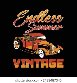 A awesome vintage car t-shirt template design 