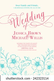 Awesome wedding invitation with generic text for your design. Vector illustration.