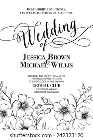 Awesome wedding invitation with generic text for your design isolated over white. Vector illustration.