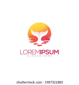 Vector del logotipo premium Awesome Whale Sunset Premium