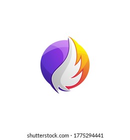 awesome wing color logo vector abstract