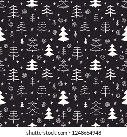 Awesome winter seamless pattern in vector. Stylish back holiday background. Winter composition for lovely holiday designs.