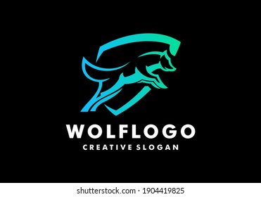 Awesome Wolf Shield Technology Modern Creative Logo Design