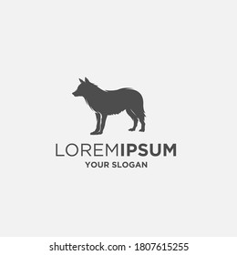 awesome wolf silhouette logo vector