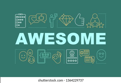 Awesome word concepts banner. Feedback and rating. Likes in social media. Presentation, website. Isolated lettering typography idea, linear icons. Approval of others. Vector outline illustration