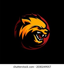 AWESOME YELLOW ANGRY WOLF FOX LOGO MASCOT VECTOR ILLUSTRATION