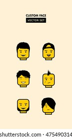 Awesome yellow character vector set illustration with modern flat design