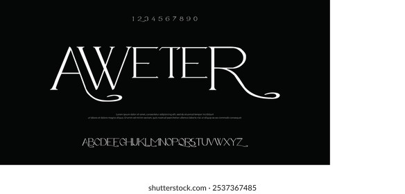 Aweter Elegant alphabet letters font and number. Classic Lettering Minimal Fashion Designs. Typography modern serif fonts regular decorative vintage concept. vector illustratio