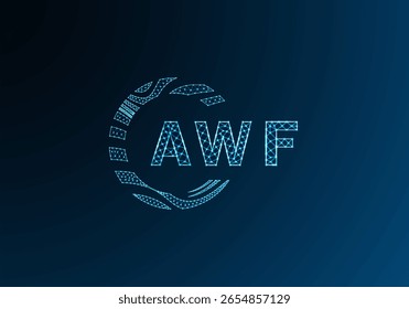 Diseño de Vector de logotipo de letra de polietileno baja AWF. Diseño de logotipo de poliéster inferior de AWF. Diseño único del logotipo de baja poli de AWF.