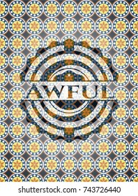 Awful arabic badge background. Arabesque decoration.