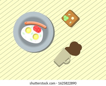 Awful Breakfast - Flat Illustration