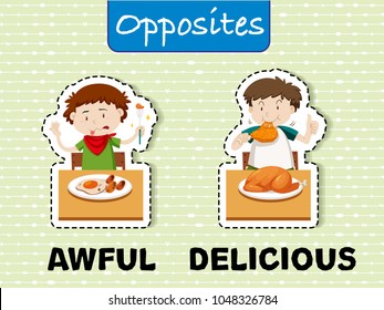 Awful delicious opposite flashcard