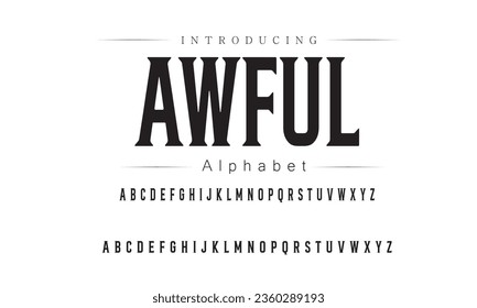 Awful Font. Alphabet. Script. Typeface. Label .Vintage typeface. For labels and different type designs