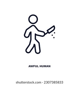 awful human icon. Thin line awful human icon from feeling and reaction collection. Outline vector isolated on white background. Editable awful human symbol can be used web and mobile