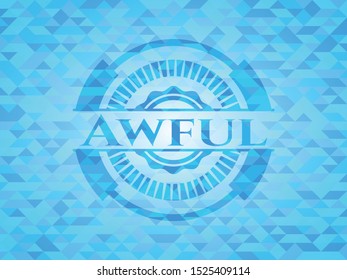 Awful light blue emblem with triangle mosaic background