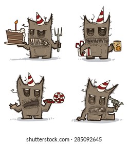 Awful Monster Birthday set, vector