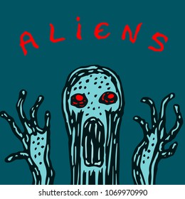 awful slippery invader from outer space. vector illustration. alien character the astronaut.