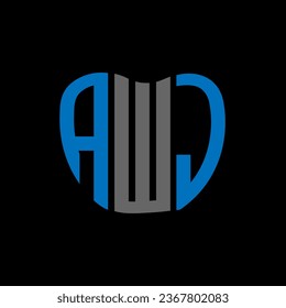 Diseño creativo del logo de la carta AWJ. Diseño único AWJ.

