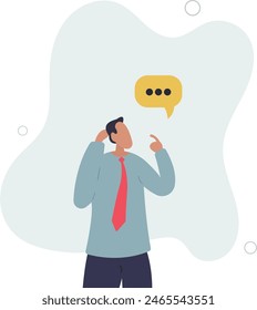 awkward confused and shrug businessman with helpless speech bubble.flat vector illustration.