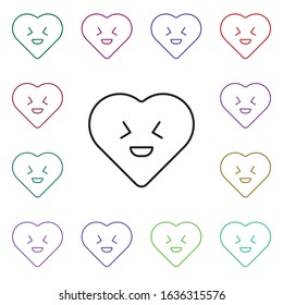 Awkward embarrass multi color style icon. Simple thin line, outline vector of heart emotions icons for ui and ux, website or mobile application