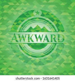 Awkward green mosaic emblem. Vector Illustration. Detailed.