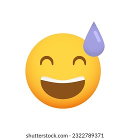 Awkward nervous emoticon with an embarrassed smile. Vector emoji smiley yellow icon