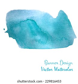 Awkward sky cloud piece for banner design. Watercolor vector illustration.