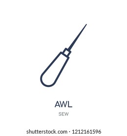 awl icon. awl linear symbol design from Sew collection. Simple outline element vector illustration on white background.