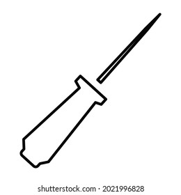 Eule-Symbol. Eine Nadel mit einem Griff, der zum Durchstechen dichter Materialien verwendet wird. Vektorgrafik einzeln auf weißem Hintergrund für Design und Web.
