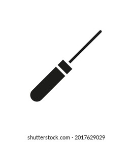 Awl Line Icon. Black Silhouette Repair Work Tool. Shoe Repair Awl Outline Symbol. Vector Isolated On White.