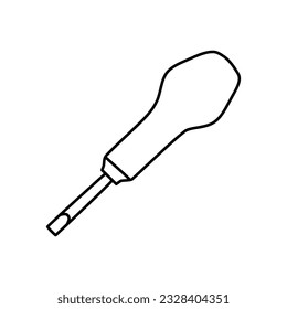 Awl or screwdriver tool icon, doodle style flat vector outline for coloring book