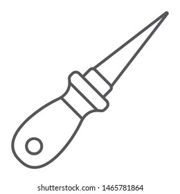 Awl thin line icon, craft and sew, pricker sign, vector graphics, a linear pattern on a white background, eps 10.