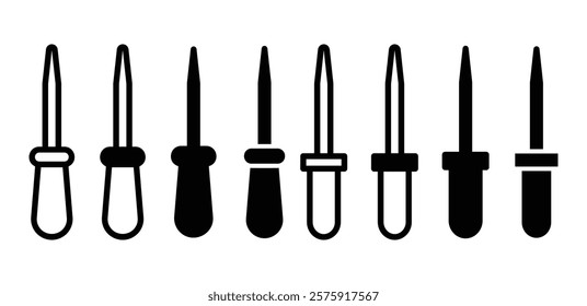 awl tool icon vector design symbol black white color simple outline and black filled illustration collections