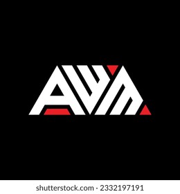 AWM triangle letter logo design with triangle shape. AWM triangle logo design monogram. AWM triangle vector logo template with red color. AWM triangular logo Simple, Elegant, and Luxurious design.