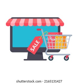 Awning protruding from the electronics The idea of ​​opening an online store Product advertising