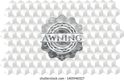 Awning realistic grey emblem with cube white background
