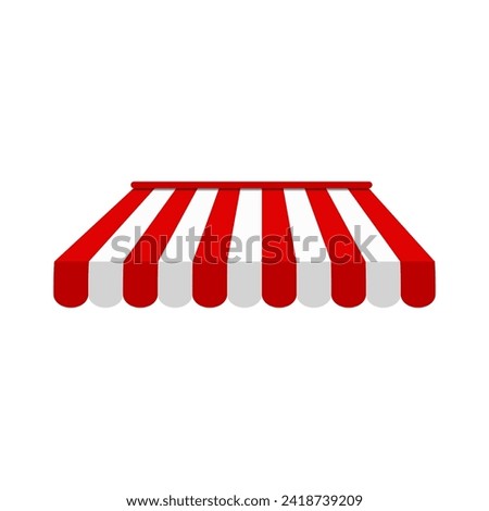 Awning with red and white striped. Vector illustration graphic.