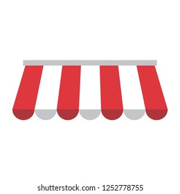 Awning with red and white stripes. Vector illustration
