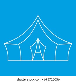 Awning tent icon blue outline style isolated vector illustration. Thin line sign